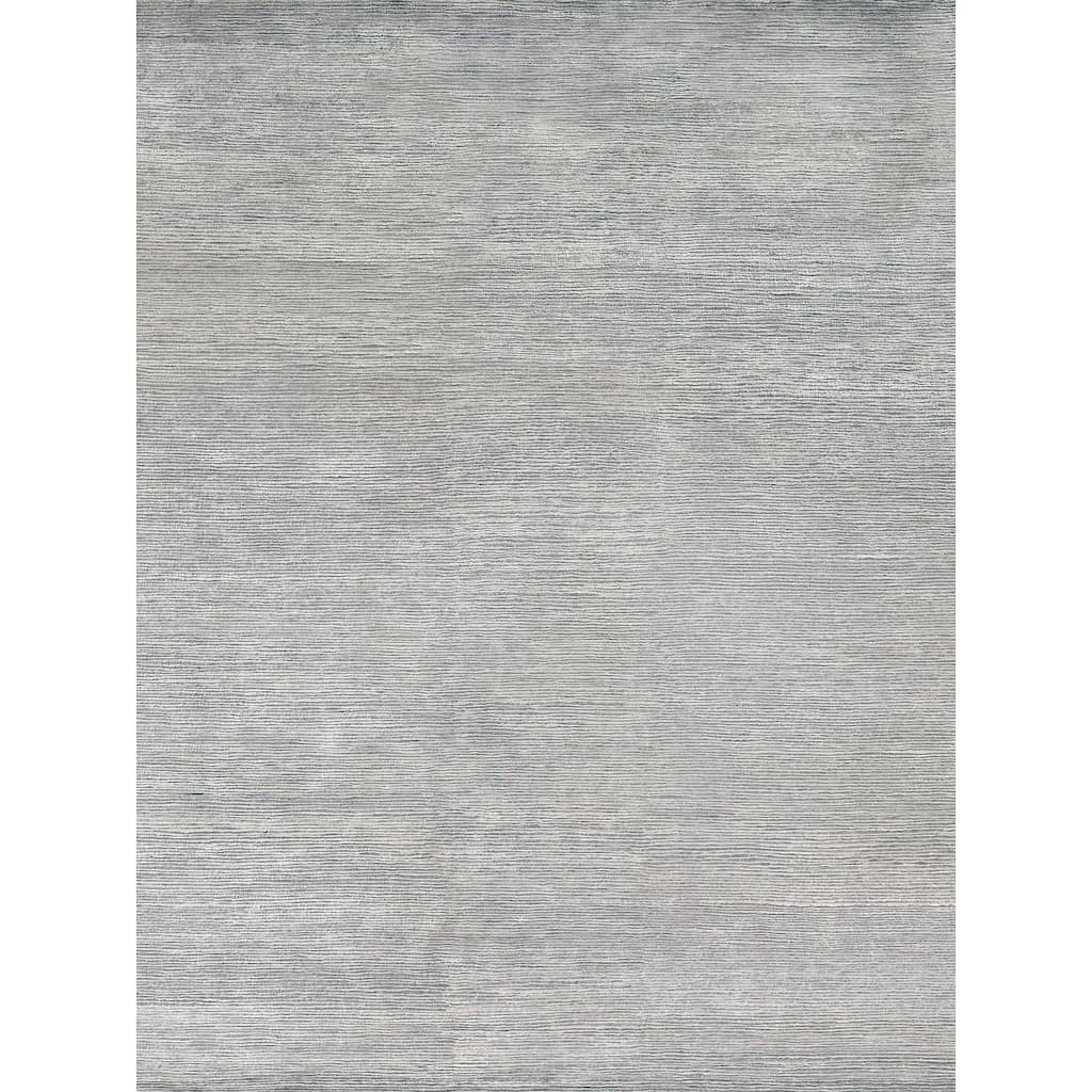 EXQUISITE RUGS Crush Hand-knotted Bamboo Silk Ivory/Aqua Area Rug.