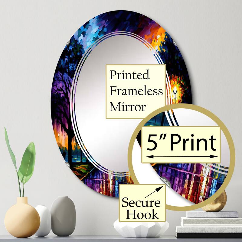Designart 'Colorful Houston Texas' Printed City Wall Mirror