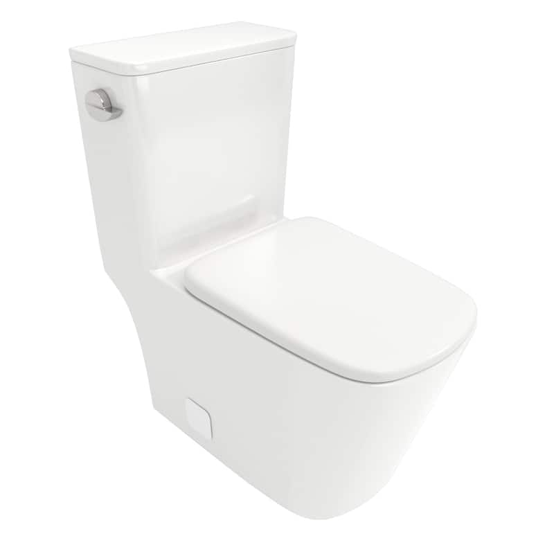 1-piece 1.28 GPF Single Flush Elongated Toilet in White Seat Included - 27" x 14" x 30"