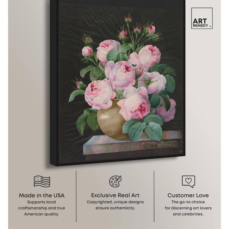 Pink Roses in a Vase Canvas by Art Remedy