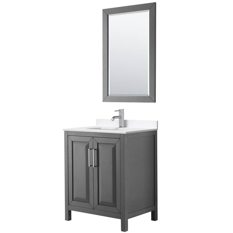 Wyndham Collection WCV252530S-QTZ-UNSM24 Daria 30" Free Standing - Dark Gray / White Quartz Top / Polished Chrome