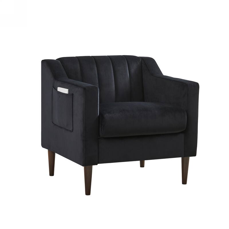 Modern Upholstered Tufted Accent Chair, Velvet Fabric Single Sofa Side Chair, Comfy Barrel Club