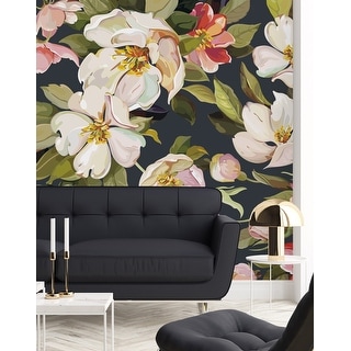 Dark Wallpaper with Gentle Flowers - - 35647594