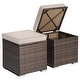 preview thumbnail 10 of 9, 2 PCS Patio Ottoman Multipurpose Outdoor Footstool Storage Box Beige