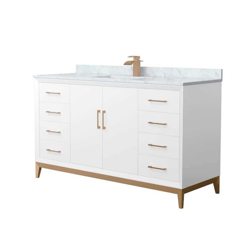 Wyndham Collection WCH818160S-CMUNS-MXX Amici 60" Free Standing Single - White / Satin Bronze Hardware