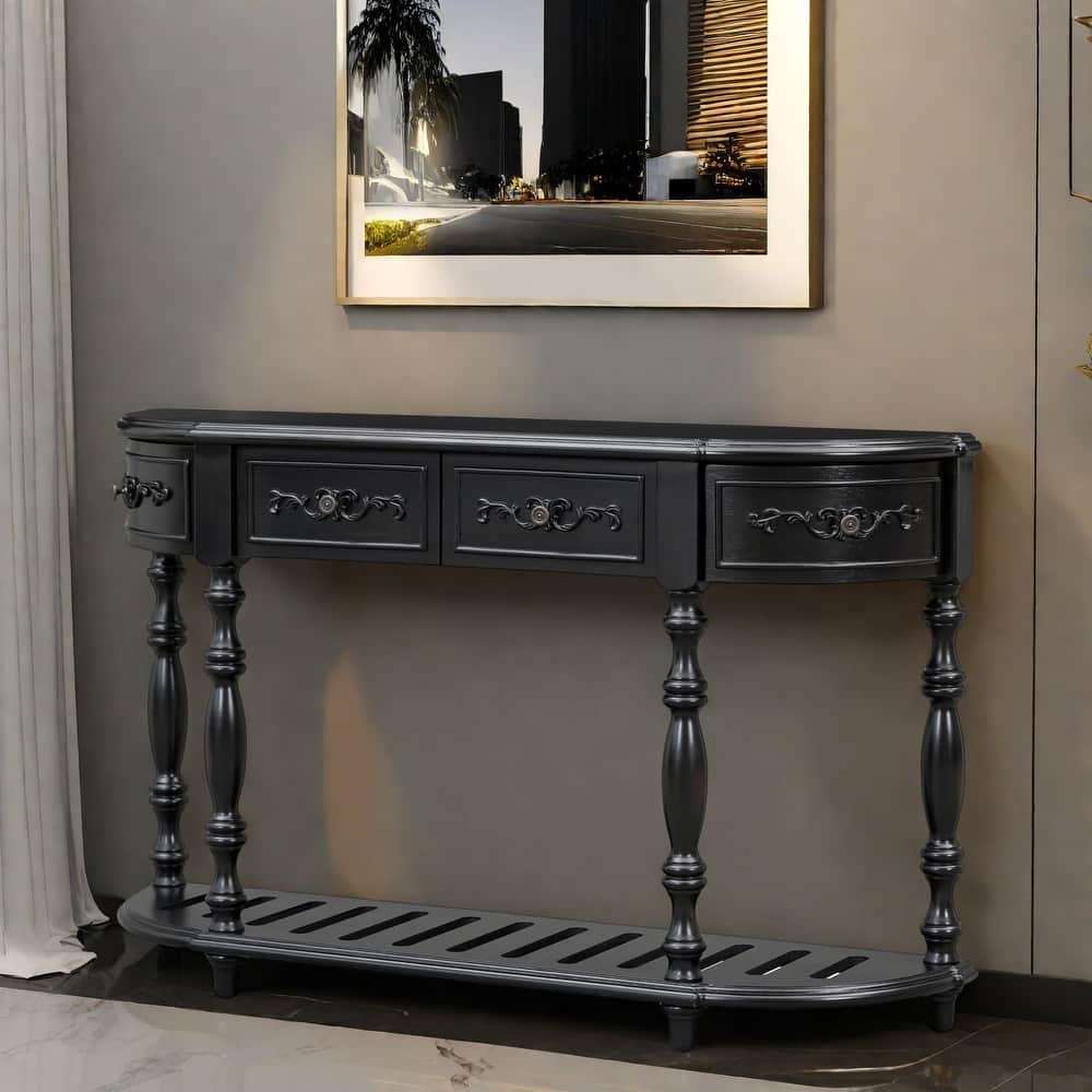 52" Classic MDF Console Table With 4 Drawers And Open Shelf for Living Room
