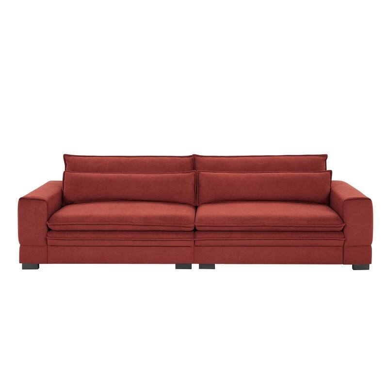 Mid-Century Modern Upholstered Fabric Sofa,3 Seater Sofa Couch with Two Pillows for Living Room,3 Colors