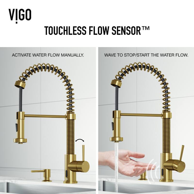 VIGO Edison 19" H Single Handle Pull-Down Sprayer Kitchen Faucet Set with Touchless Sensor