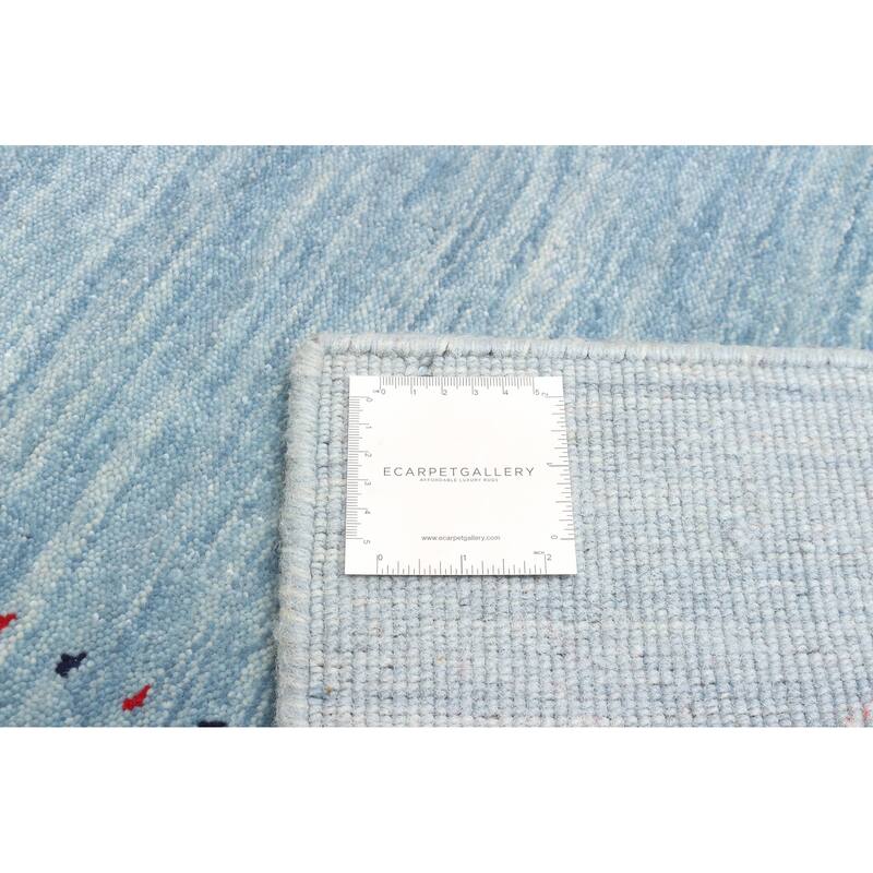 ECARPETGALLERY Hand Loomed Kashkuli Gabbeh Sky Blue Wool Rug - 4'1 x 5'9