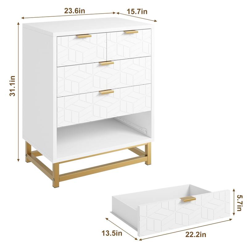 5 Drawer Dresser for Bedroom, Chest of Drawers with Metal Base