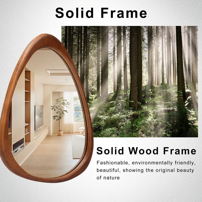 Irregular Mirror Asymmetrical Wood Wall Mirror