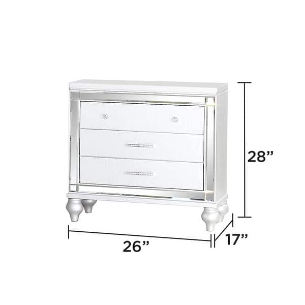 dimension image slide 16 of 24, Sterling 4PC/5PC Contemporary Bedroom Set with Mirror Accents and LED Enhancements