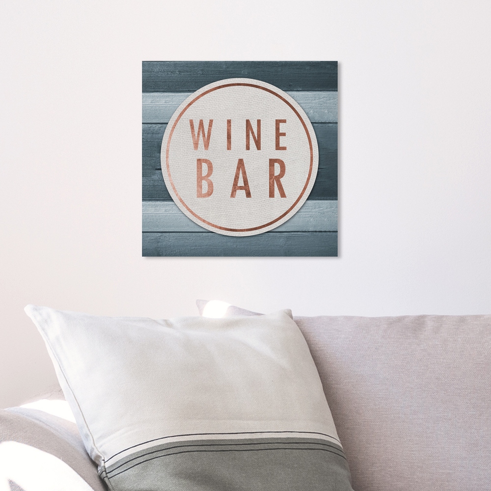 Wynwood Studio 'Vintage Wine Bar Teal' Drinks and Spirits Wall Art Canvas Print Wine - Blue, White