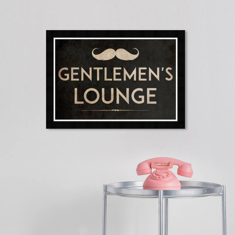 Gentlemen's Lounge TJX Modern Gold Framed Wall Art Print for Man Cave
