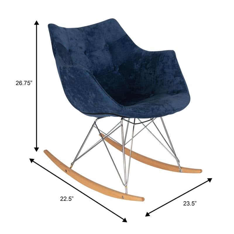 Willow Modern Velvet Upholstered Rocking Nursery Chair - Mid Century Accent Armchair for Home Living Bedroom Indoor & Outdoor