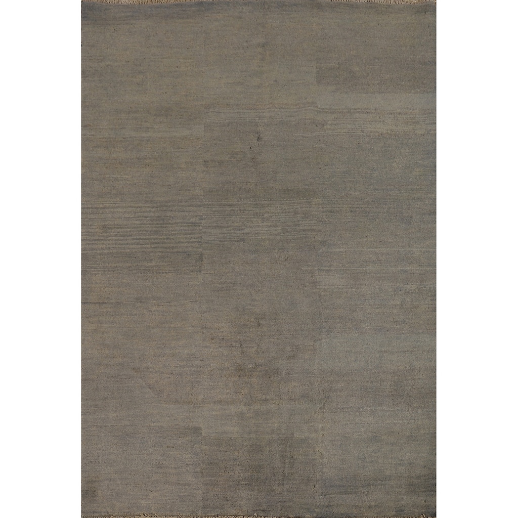 Gabbeh Modern Rug Handmade Solid Tribal Wool Carpet - 4'2" x 5'11"