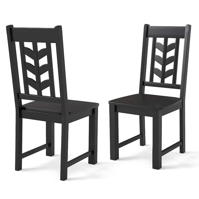 Set of 2/4 Wood Dining Chairs Modern Armless Kitchen Side Chairs - Black - 2 pcs