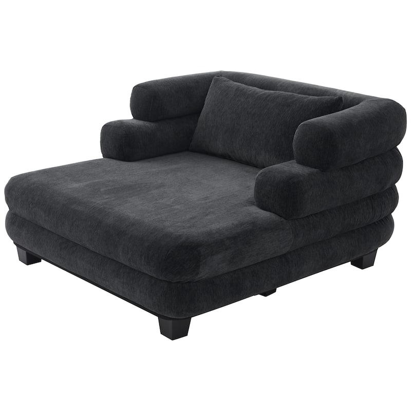 Roomfitters Oversized Modern Chaise Lounge Sofa Bed with Layered Armrests, Chenille Fabric