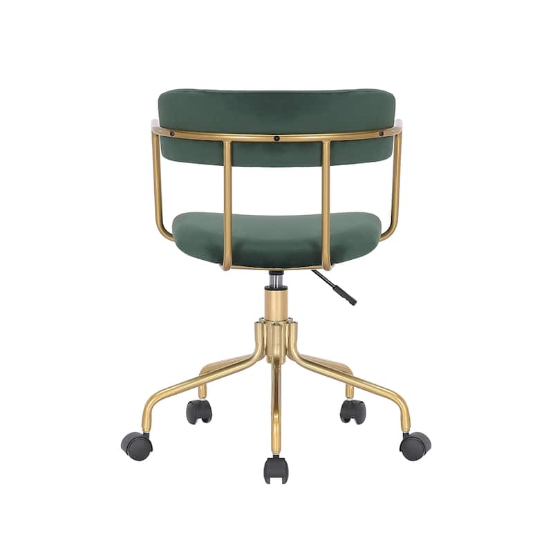 Porthos Home Fynn Office Chair, Velvet, Gold Chrome Frame and Legs