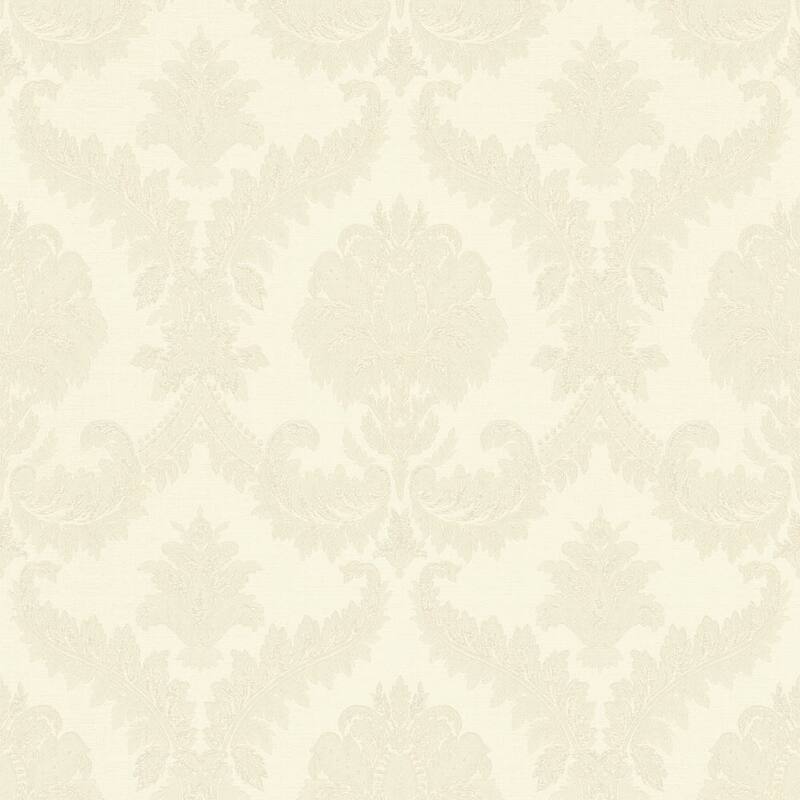 Galerie Wallcoverings Classic Italian Collection Damask Vinyl on Non-woven Wallpaper Roll - 33-feet x 21-inches - Off White