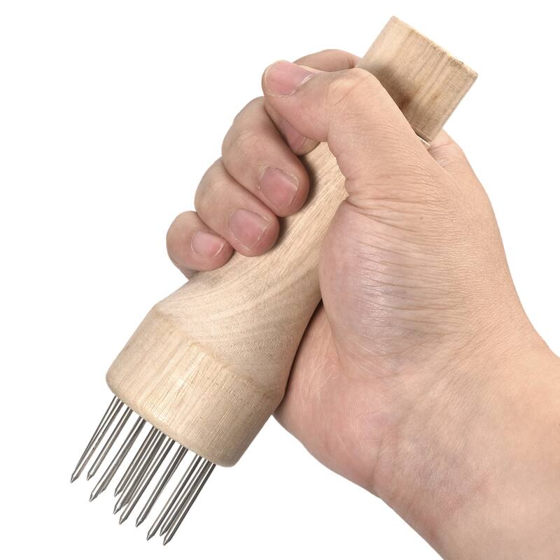 Stainless Steel Meat Tenderizer Needle with Wooden Handle, 3 Pack