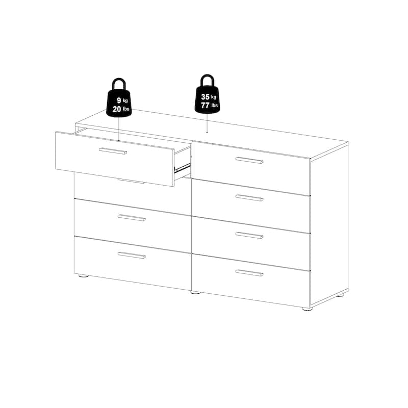 Porch & Den Angus Space-saving 8-Drawer Double Dresser
