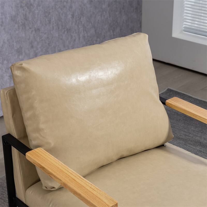 Leather Accent Chair with Metal Frame for Living Room