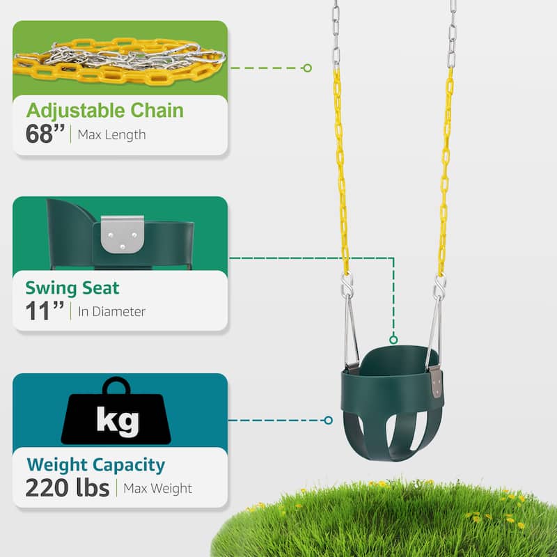 Sorbus Swing Seat, 68inch Rust-Resistant Chain, Support 220lb for Kids Outdoor Play (Set of 1 and Set of 2)
