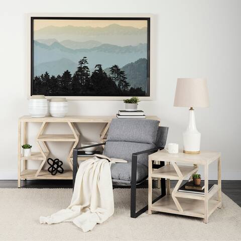 Dayton II Natural Solid Wood Multi-Level Shelf Console Table ...