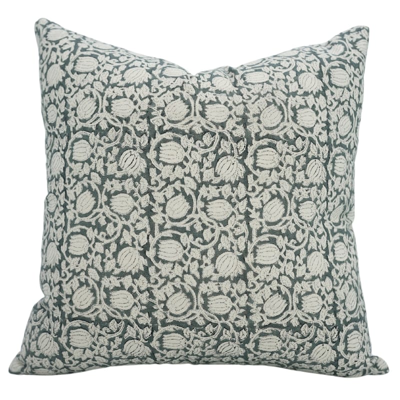 Fabdivine Floral Handcrafted Throw Home Décor Pillow Cover Or Cushion Case - Pillow Covers - 14" X 36" - Slate Grey
