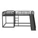 preview thumbnail 18 of 22, Full and Twin Size L-Shaped Metal Bunk Bed with Slide and Short Ladder, White, 4 Beds in 1 for Family or Guests