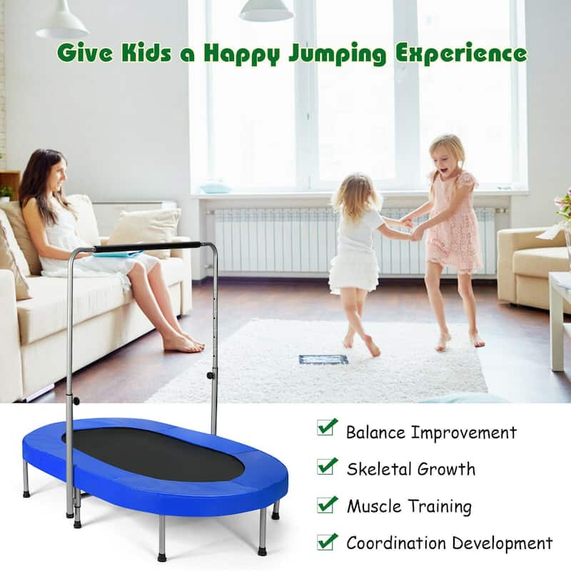 Large Dual-Person Trampoline with Foam-Padded Handle and Sturdy Steel Frame Fun Jumping for Kids