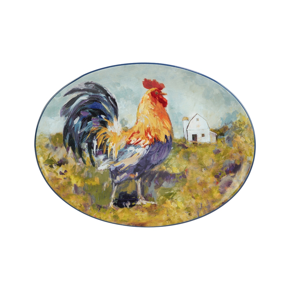 Rooster serving outlet platter