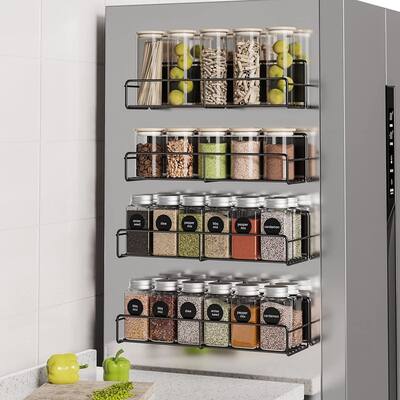 Magnetic Spice Racks for Refrigerator 4 Pack Metal Seasoning Holder