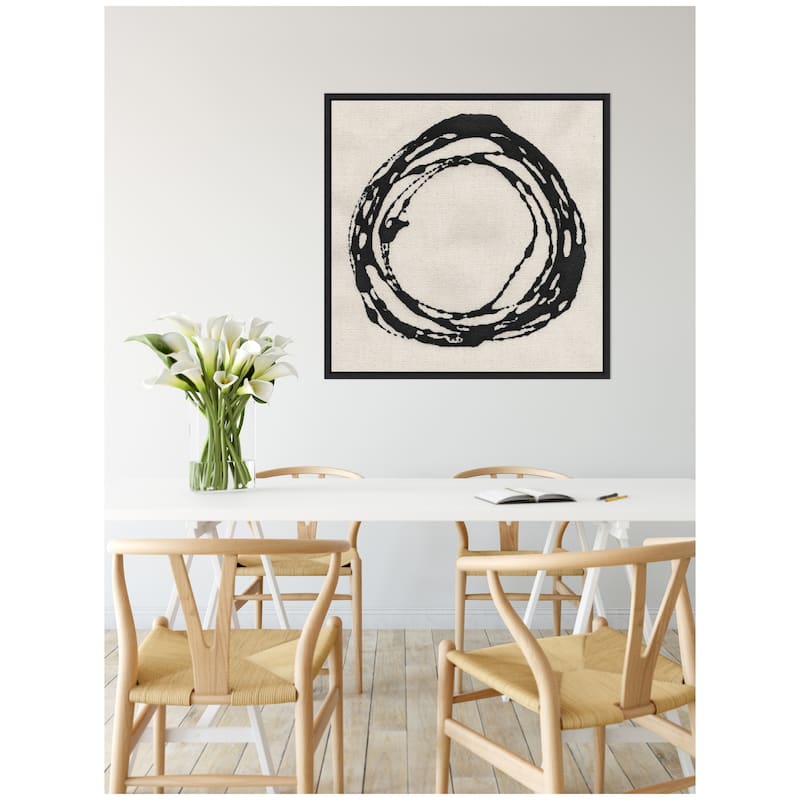 Kate and Laurel Sylvie Flowing Circle Abstract 2 Framed Canvas by The Creative Bunch Studio