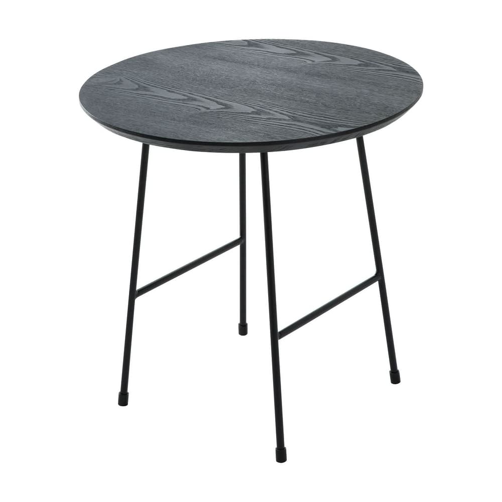 Rossmore Round Side Table MDF Wood Tabletop and Stainless Steel Frame Accent End Tables
