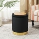 preview thumbnail 44 of 88, Adeco Round Storage Ottoman Footrest Stool Velvet Gold Plating Base 14.1"x14.1"x17.7" - Black-With-Tray