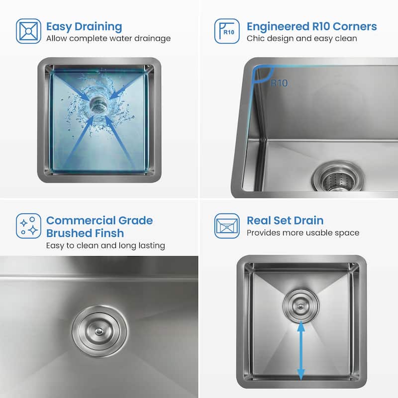 Handcrafted Undermount Single Bowl Stainless Steel Kitchen Sink
