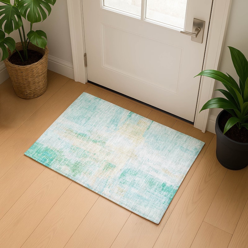 Premium Washable Super Soft Abstract Glam Mayfield Rug - Teal - 1'8" x 2'6"