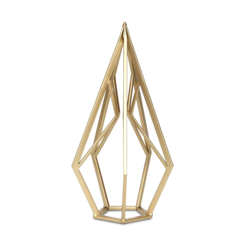 HomeRoots 14" Gold Metal Open Geometric Tabletop Sculpture - 7.00 in. x 13.75 in. x 6.75 in.