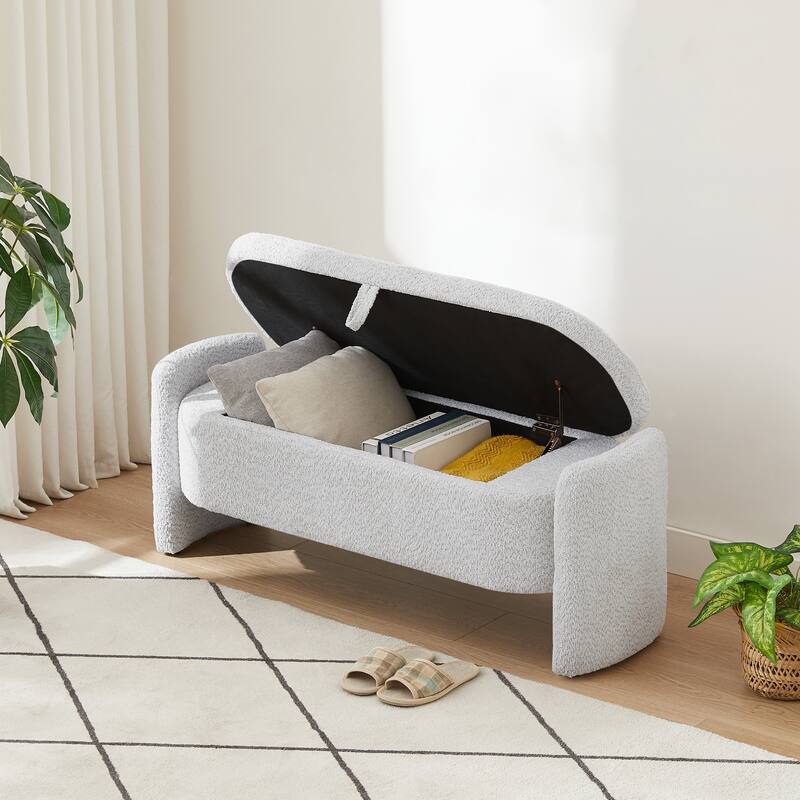 Modern Oval Storage Bench with Large Storage Space