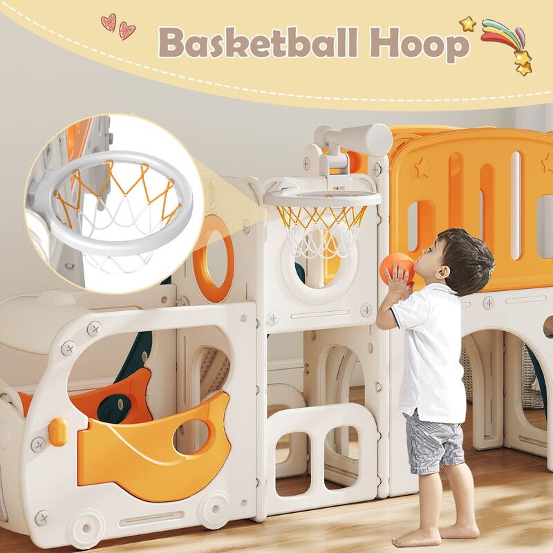Kinbor Toddler Slide PlaySet - Kids Slide with Basketball Hoop, Toddler Indoor Outdoor Playground
