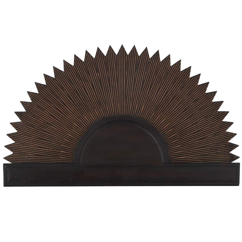 Wooden Sun Large Home Wall Decor with Copper Accents - Dark Brown - Roche River Decor - Dark Brown