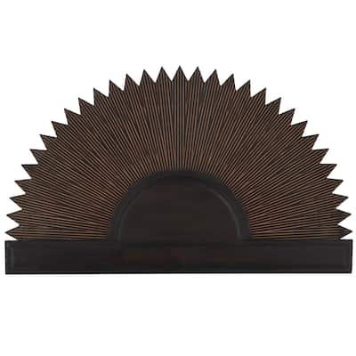 Wooden Sun Large Home Wall Decor with Copper Accents - Dark Brown - Roche River Decor