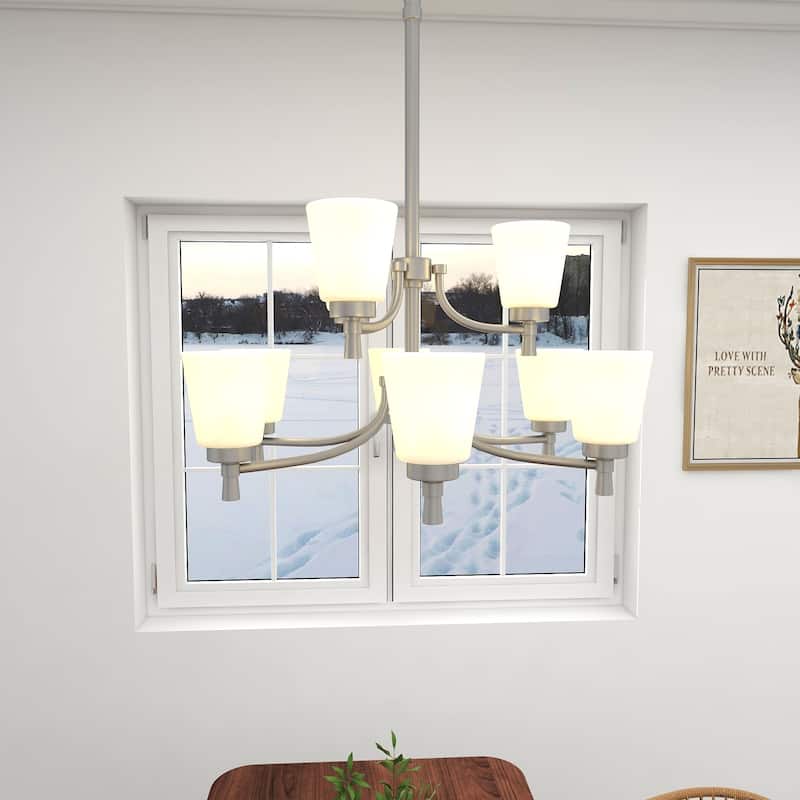 9 Light Shaded Classic Tiered Chandelier - 28.96"x26.44"