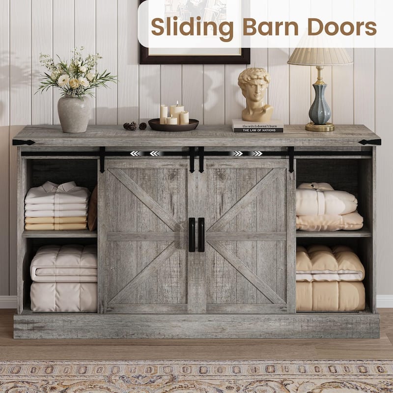 4-Drawers Dresser,with Sliding Barn Doors, 45"