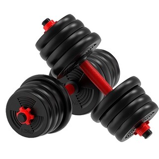 Frooby 30kg Adjustable Dumbbell Barbell Set – Home Gym – With Connecting Rod – Black