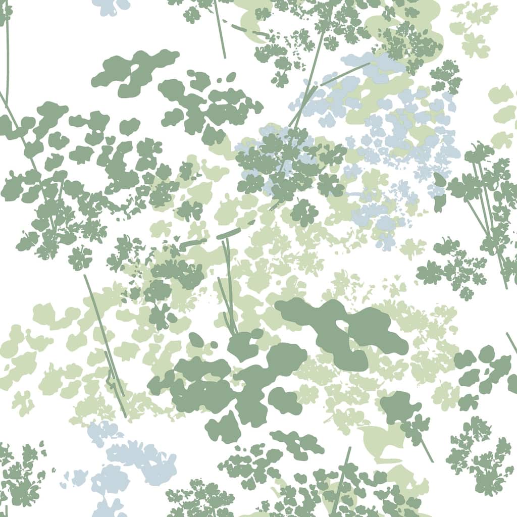 RoomMates Green & White Queen Anne's Lace Peel and Stick Wallpaper