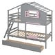 preview thumbnail 18 of 23, Twin Over Twin House Bunk Bed w/ 1 Storage Box, 1 Shelf, 2 Drawers, Window
