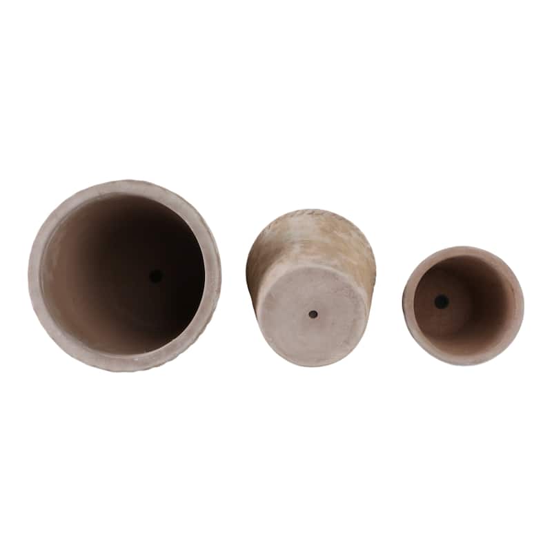 Handcrafted Pottery Clay Planter Set of 3 - Modern Decorative Versatile Design - 15" x 15" x 15"